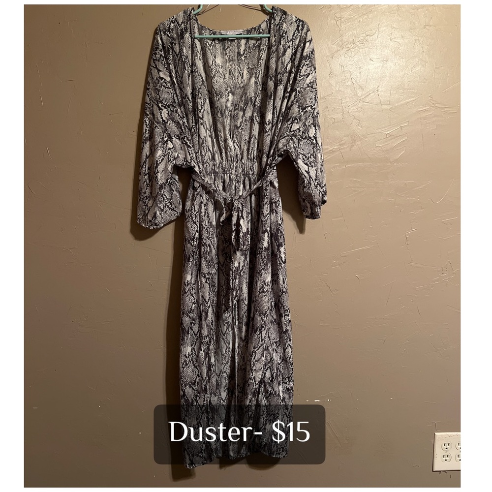 Gray and White Wrap Maxi Coat with Dolman Sleeves